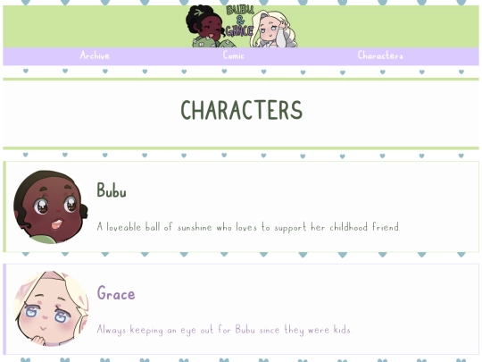 comic_site/characters screenshot