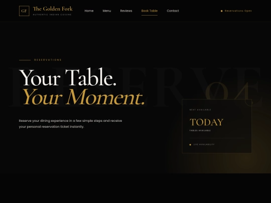 restaurent/booking screenshot