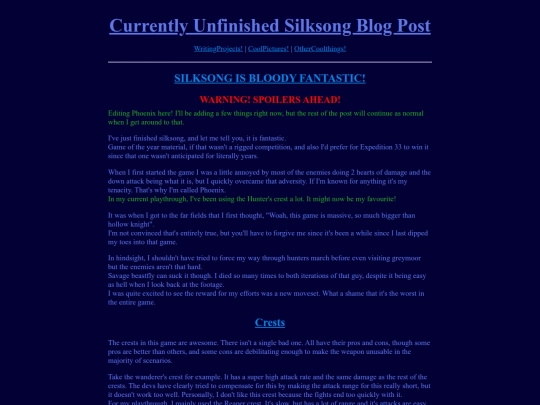 WritingProjects/SilksanityIsOver screenshot
