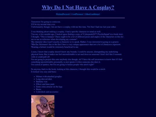 WritingProjects/WhyNoCosplay screenshot