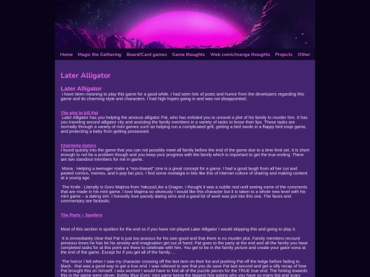 Web pages/Game Thoughts/LaterAlligator screenshot