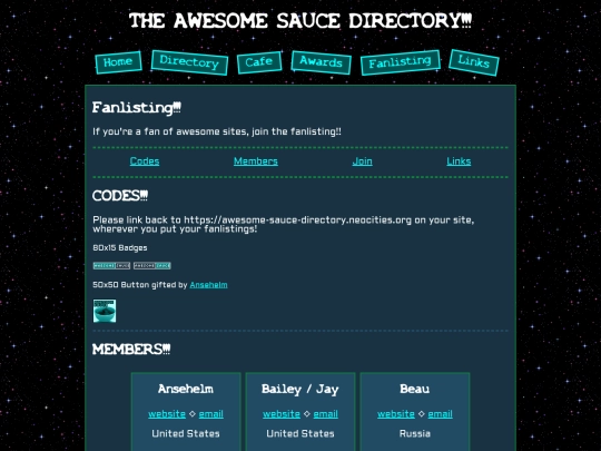 fanlisting screenshot