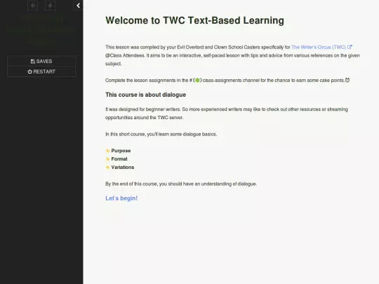 TWC Text Lesson 1 screenshot