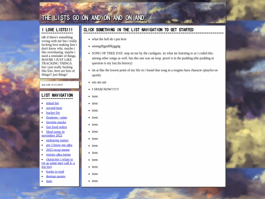 spiral/lists screenshot