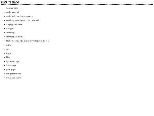spiral/lists/snacks screenshot