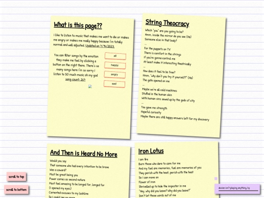 writings/lyrics screenshot