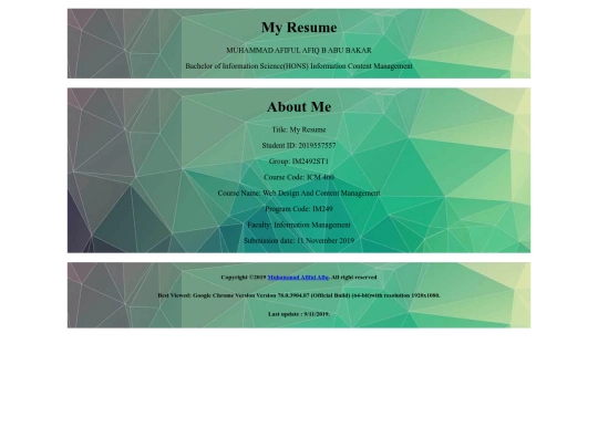 AboutMe screenshot