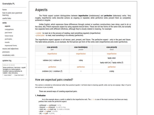 verbs/aspects screenshot