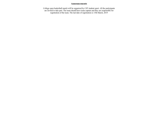 Announcements screenshot