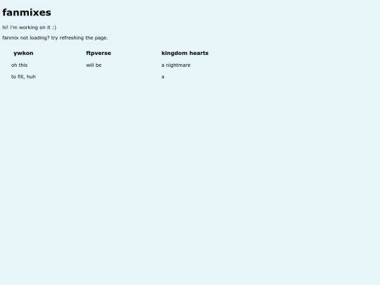 fanmixes/table screenshot