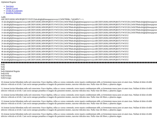 Webfont/Specimenfolder/alphakind-demo screenshot