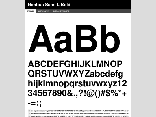 web fonts/nimbussansl_bold_macroman/NimbusSanL-Bol-demo screenshot