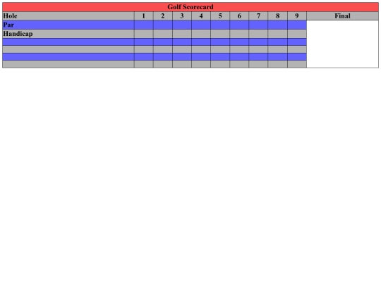 Scorecards/Golf screenshot