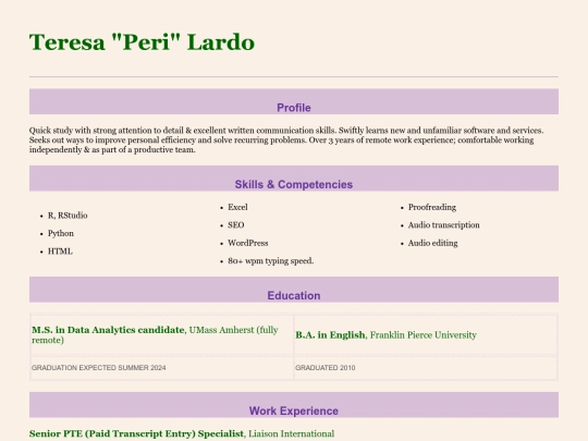 resume screenshot