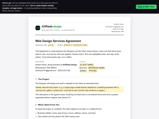 client-agreement screenshot