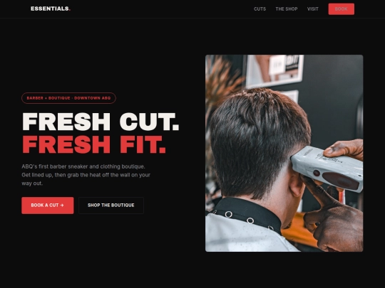 essentials-barber-demo screenshot