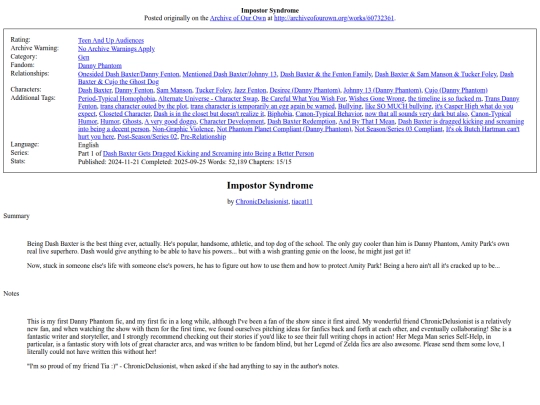 Fanfiction/Impostor_Syndrome screenshot