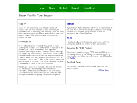 support screenshot