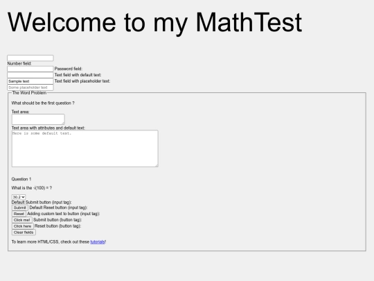 MathTest screenshot