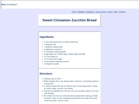 SweetCinnamonZucchiniBread screenshot
