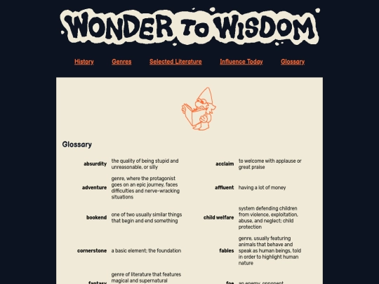 pages/glossary screenshot
