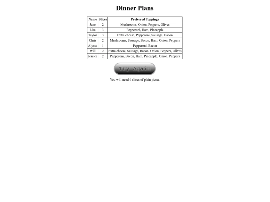 DinnerPlans screenshot