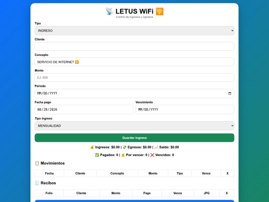 Ingresosletus screenshot