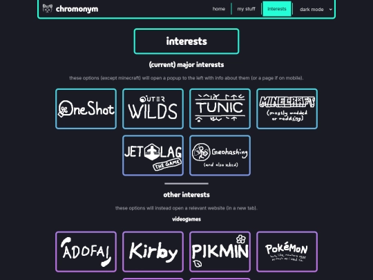 interests screenshot