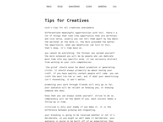 blog/tips-for-creatives screenshot