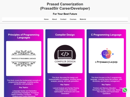 courses screenshot
