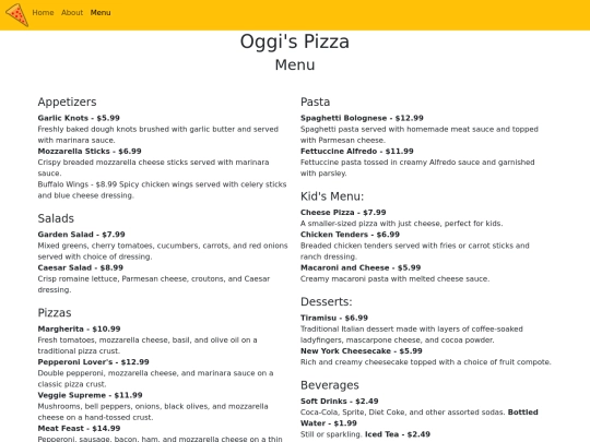 AngelPortfolio/Oggi's Pizza/menu screenshot