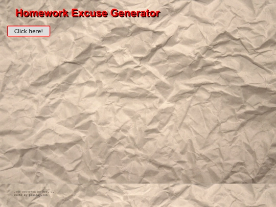 web_design/3-JAVASCRIPT/HomeworkExcuseGenerator screenshot