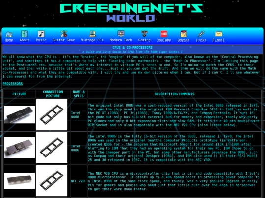 computer/mydocs/hardware/cpus screenshot