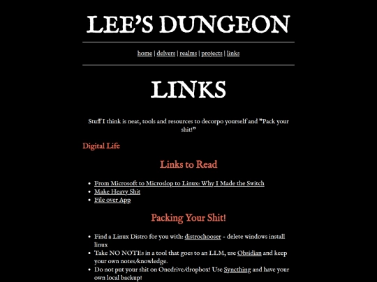 pages/links screenshot