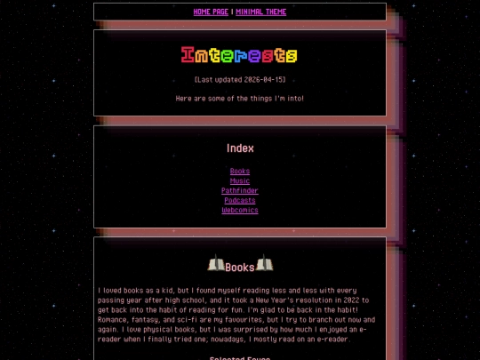 interests screenshot