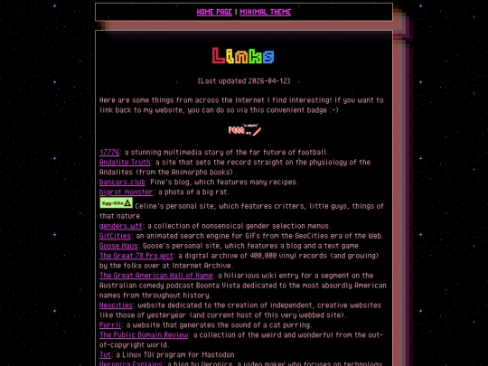 links screenshot