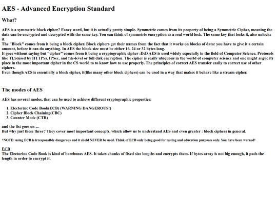 computerscience/cryptography/AES screenshot