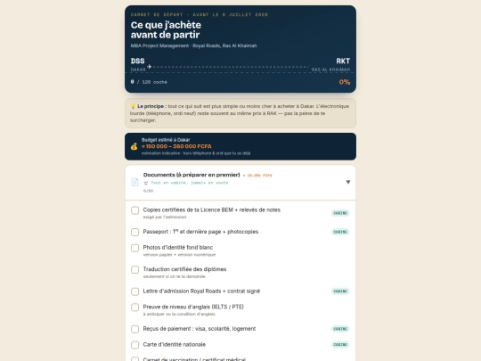 Projet 2/checklist-depart-rak screenshot