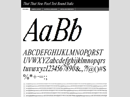 webfontkit/thatthatnewpixelfamilytest-italicround-demo screenshot