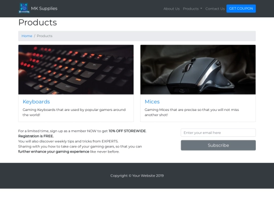 products screenshot