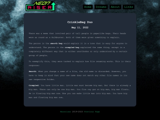 dreams/crinklebag screenshot
