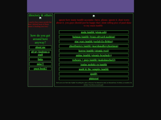 Old Website/links screenshot