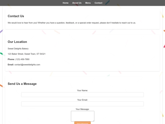 sweetdelightsbakery/contact screenshot