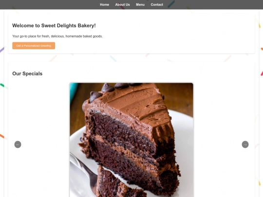 sweetdelightsbakery/home screenshot