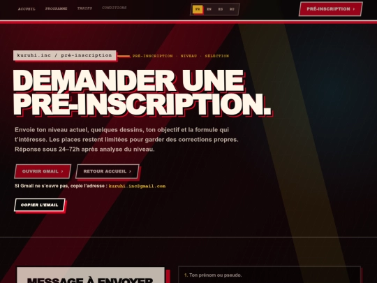 pre-inscription screenshot