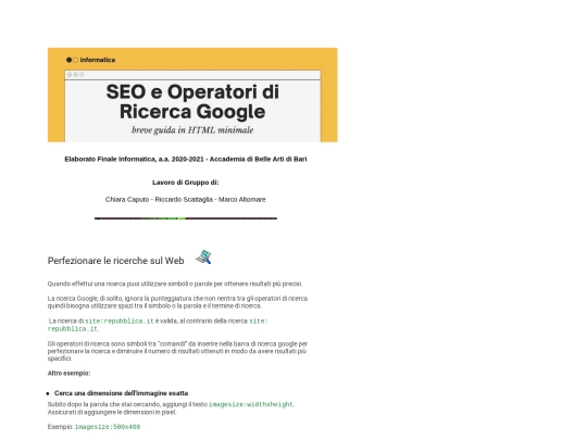 SEOEOPERATORIDIRICERCAGOOGLE screenshot