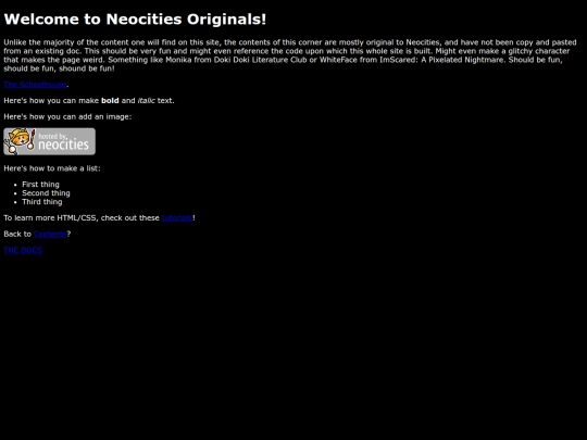 Neocities Originals/OriginalsTableOfContents screenshot