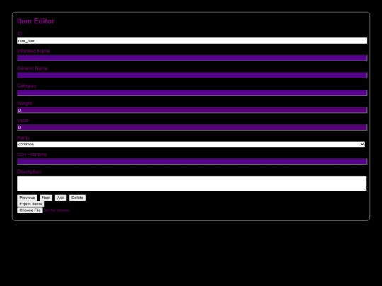 Tools/itemEditor screenshot