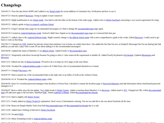 changelog screenshot