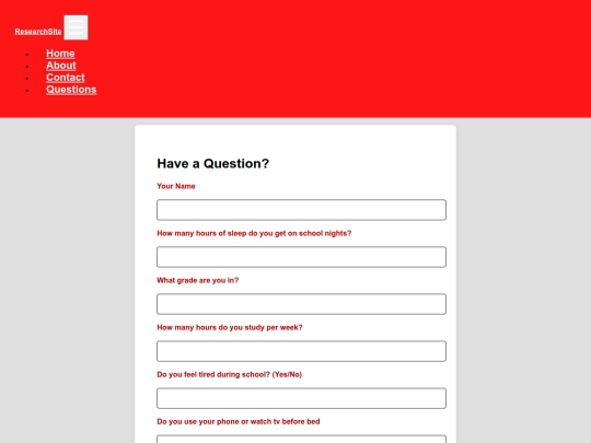 questions screenshot